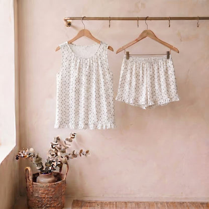 Ownkoti Sweet Cotton Sleeveless Loungewear Set - White - XL - image 0