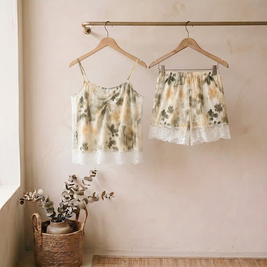 Ownkoti Beige Floral Lace Cami Lounge Set - Beige - XXL - image 0