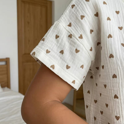 Ownkoti Apricot Heart Print Cotton Loungewear Set - image 9