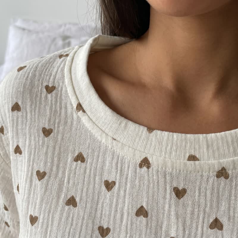Ownkoti Apricot Heart Print Cotton Loungewear Set - image 8