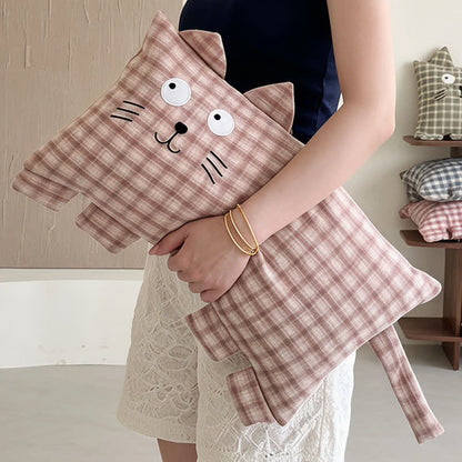 Ownkoti Plaid Cat Face Buckwheat Filled Pillow - image 2