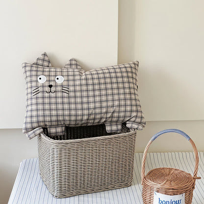 Ownkoti Plaid Cat Face Buckwheat Filled Pillow - image 6
