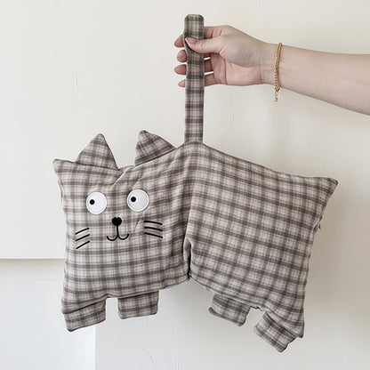 Ownkoti Plaid Cat Face Buckwheat Filled Pillow - image 7