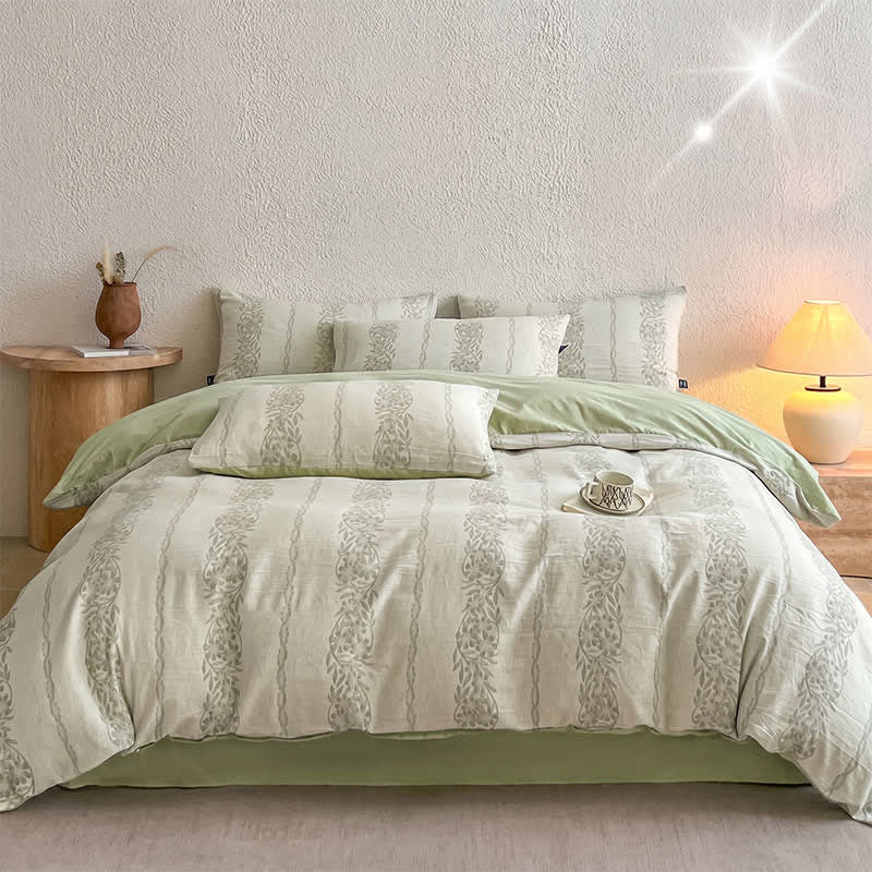 Ownkoti Washed Cotton Jacquard Botanical Bedding Set - image 17