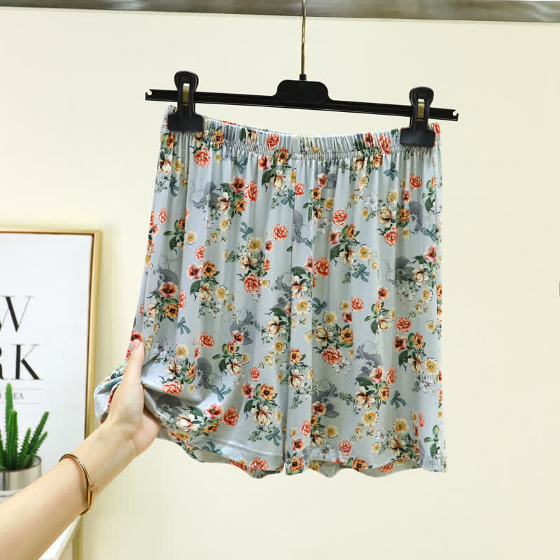 Ownkoti Vintage Floral Ruffle Hem Summer Lounge Shorts - image 3