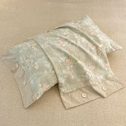Ownkoti Floral Cotton Linen Quilt with Button Trim - image 5