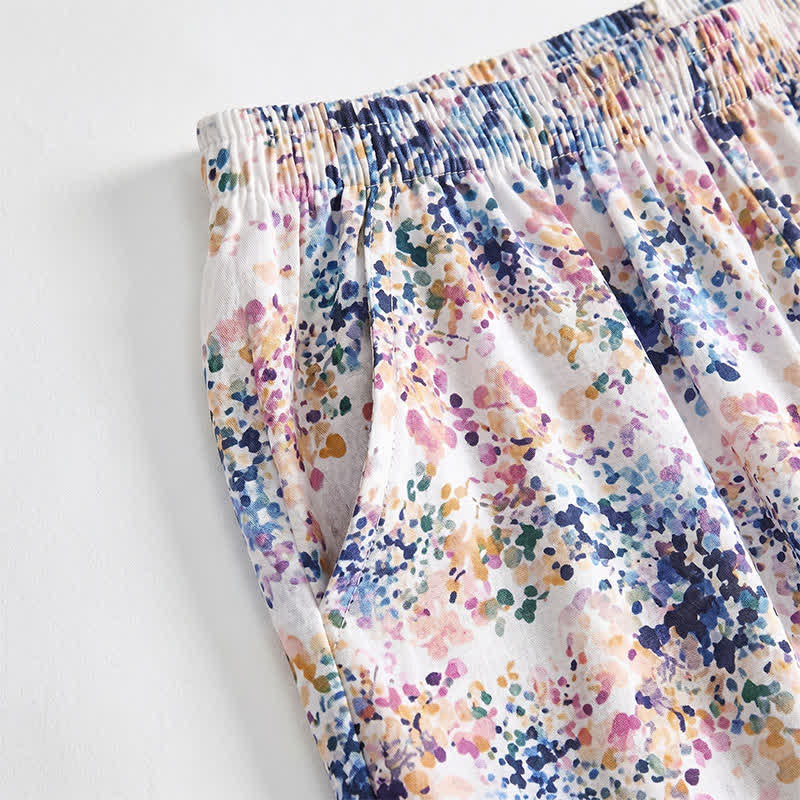 Ownkoti Summer Floral Cotton Smocked Waist Lounge Shorts - image 2