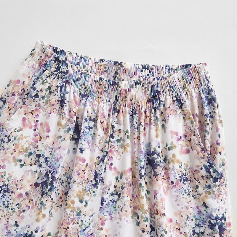 Ownkoti Summer Floral Cotton Smocked Waist Lounge Shorts - image 1