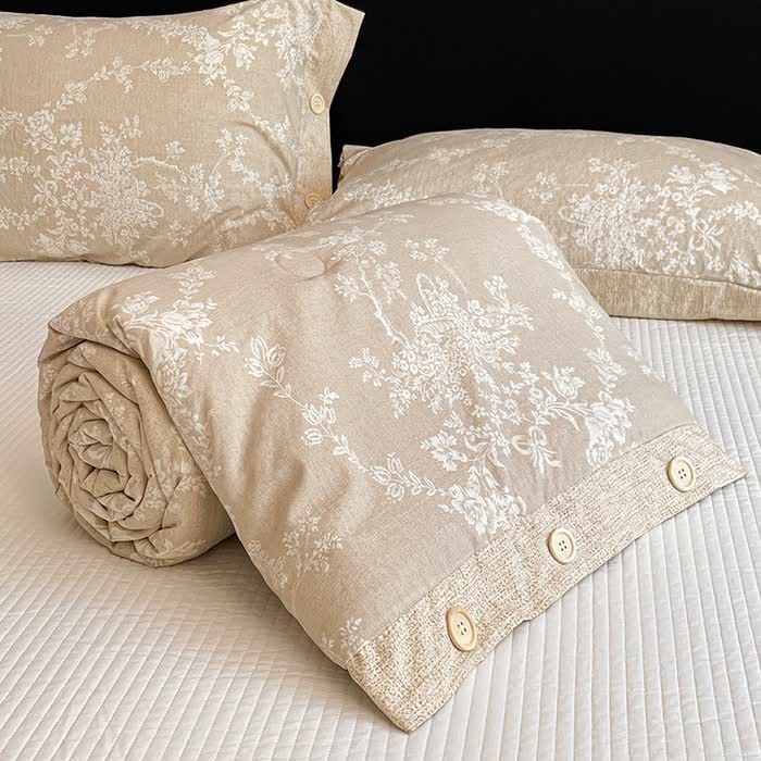 Ownkoti Rustic Floral Cotton Linen Blanket Quilt - image 3