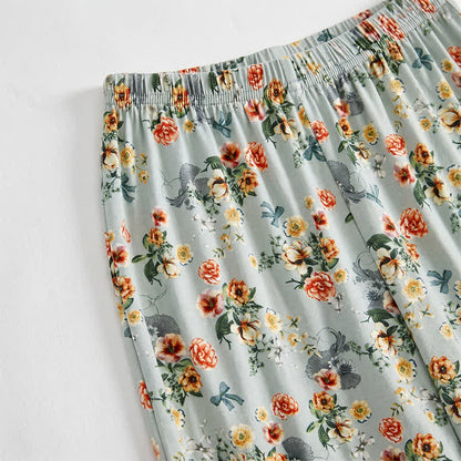 Ownkoti Vintage Floral Ruffle Hem Summer Lounge Shorts - image 2