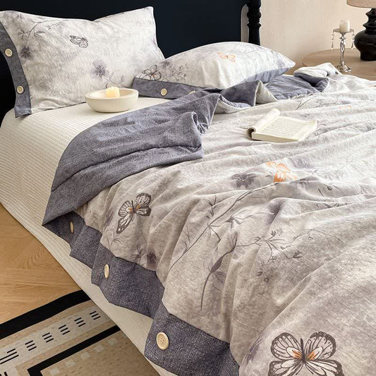 Ownkoti Vintage Butterfly Floral Cotton Linen Blanket Quilt - 2PCS Pillowcases - 19" x 29" - image 0