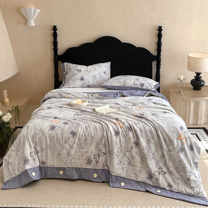 Ownkoti Vintage Butterfly Floral Cotton Linen Blanket Quilt - image 1