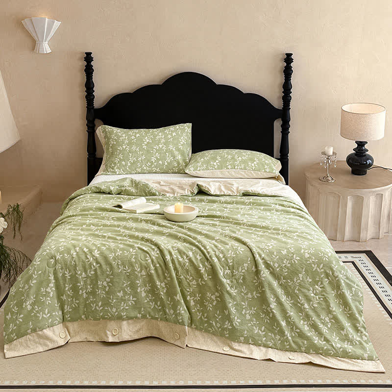 Ownkoti Leafy Vine Cotton Linen Blanket Quilt - image 1