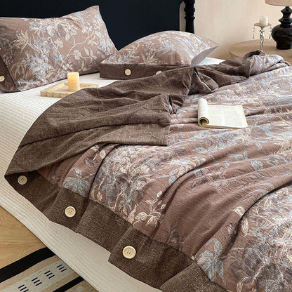 Ownkoti Rustic Botanical Cotton Linen Blanket Quilt - 2PCS Pillowcases - 19" x 29" - image 0