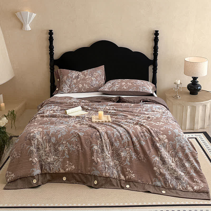 Ownkoti Rustic Botanical Cotton Linen Blanket Quilt - image 1