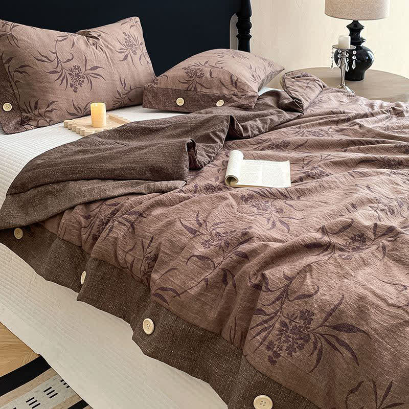 Ownkoti Vintage Botanical Cotton Linen Blanket Quilt - 2PCS Pillowcases - 19" x 29" - image 0