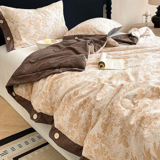 Ownkoti Vintage Floral Cotton Linen Quilt with Decorative Buttons - 2PCS Pillowcases - 19" x 29" - image 0