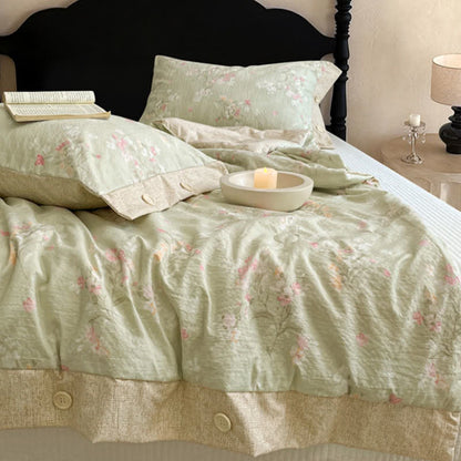 Ownkoti Floral Cotton Linen Quilt with Button Trim - image 3