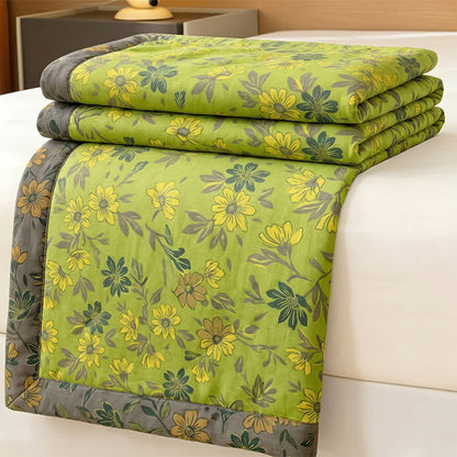 Ownkoti Vintage Green Floral Cotton Bedspread - image 3