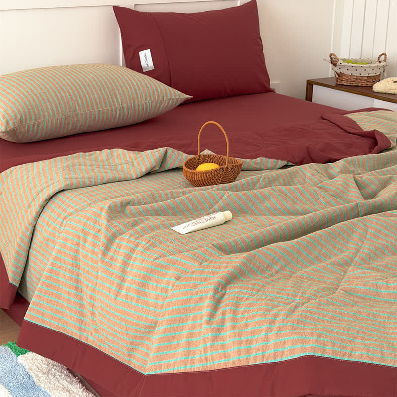 Ownkoti Cozy Farmhouse Cotton Two-Tone Striped Bedding Set - image 2