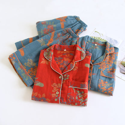 Ownkoti Vintage Bird Floral Cotton Loungewear Set - image 2
