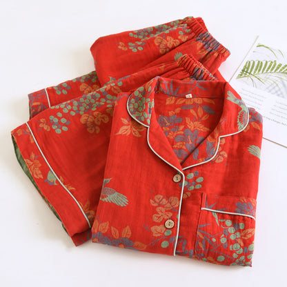 Ownkoti Vintage Bird Floral Cotton Loungewear Set - image 6