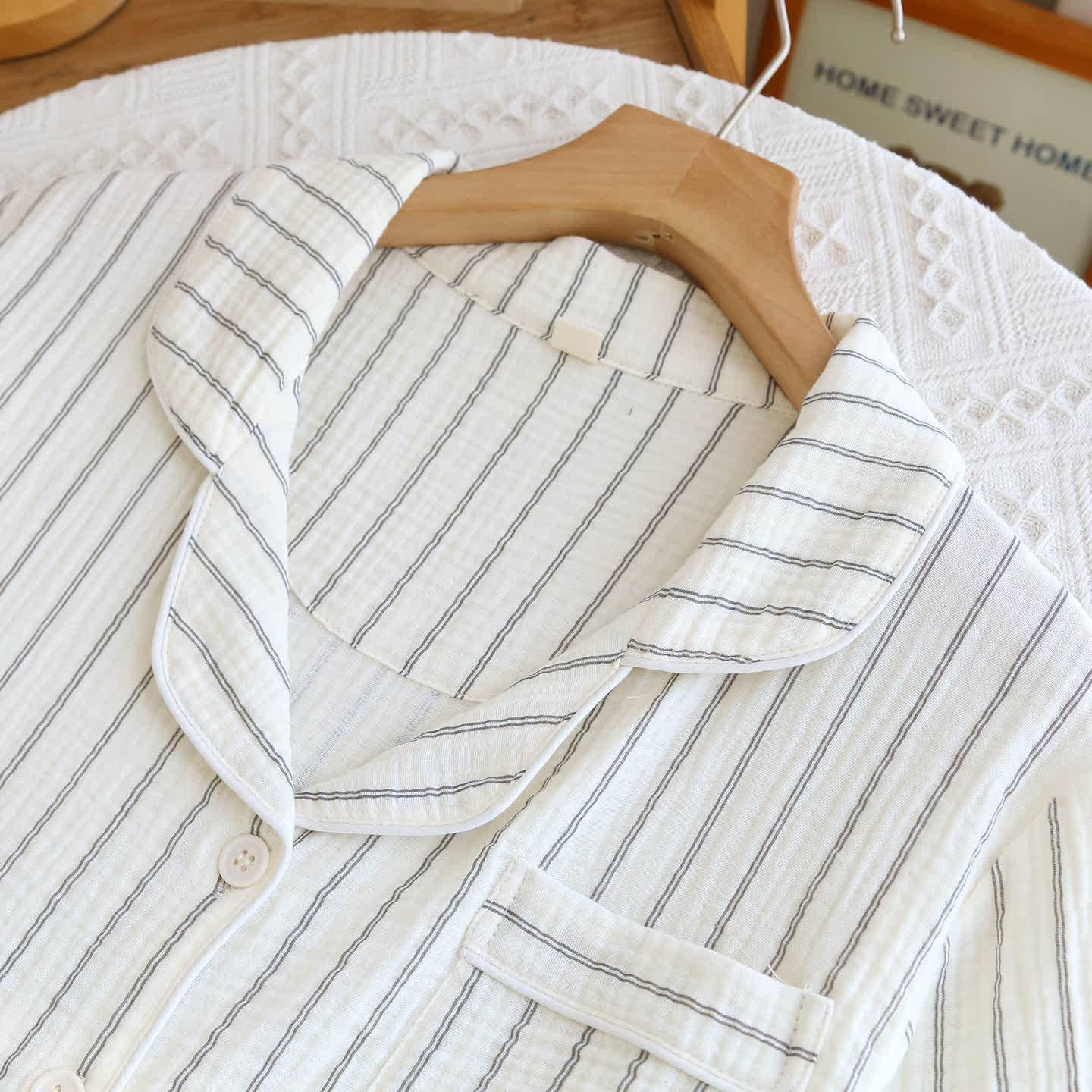 Ownkoti Relaxed Striped Camp Collar Summer Loungewear Set - image 4