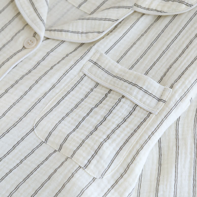 Ownkoti Relaxed Striped Camp Collar Summer Loungewear Set - image 7