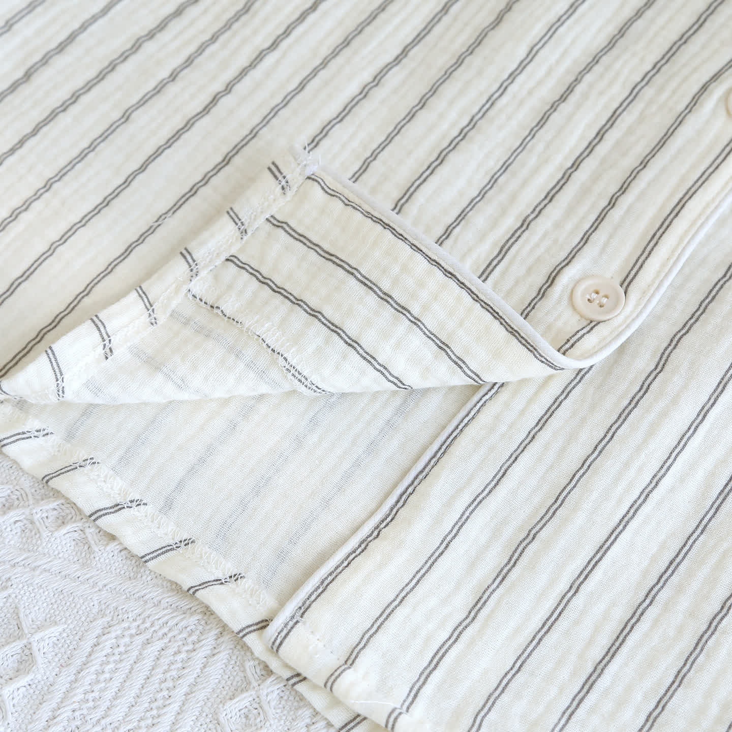 Ownkoti Relaxed Striped Camp Collar Summer Loungewear Set - image 9