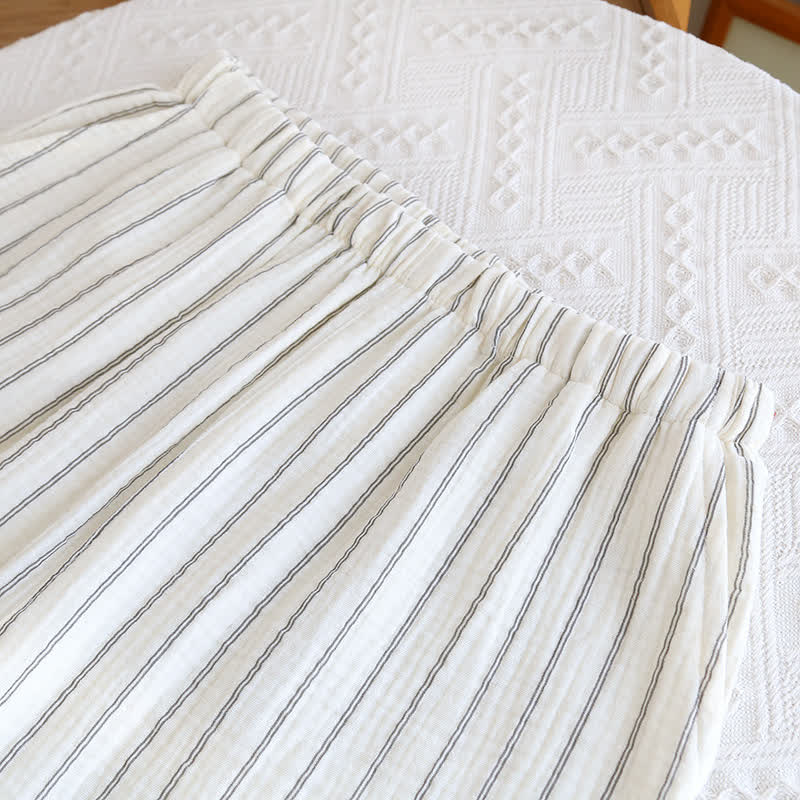 Ownkoti Relaxed Striped Camp Collar Summer Loungewear Set - image 12