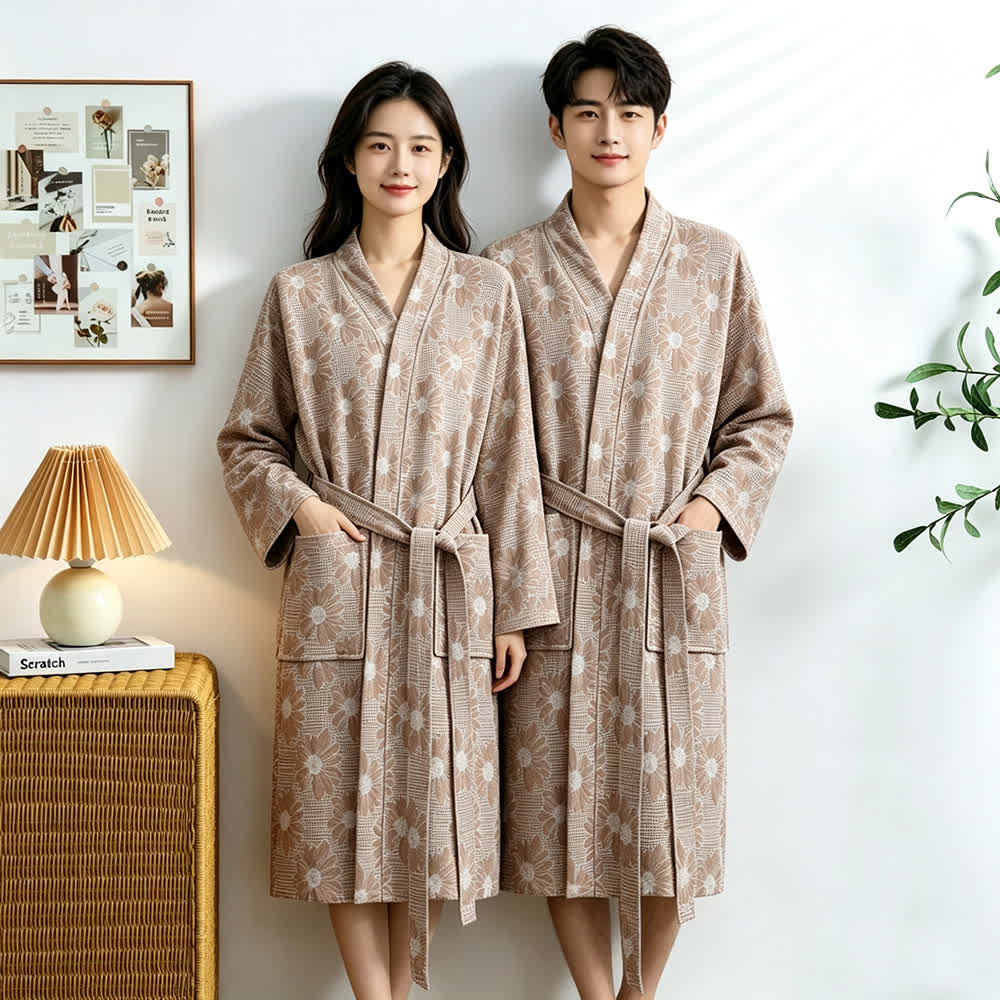 Ownkoti Sunflower Cotton Waffle Kimono Bathrobe - image 10