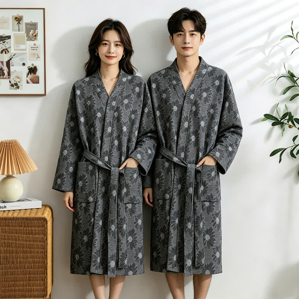 Ownkoti Sunflower Cotton Waffle Kimono Bathrobe - image 12