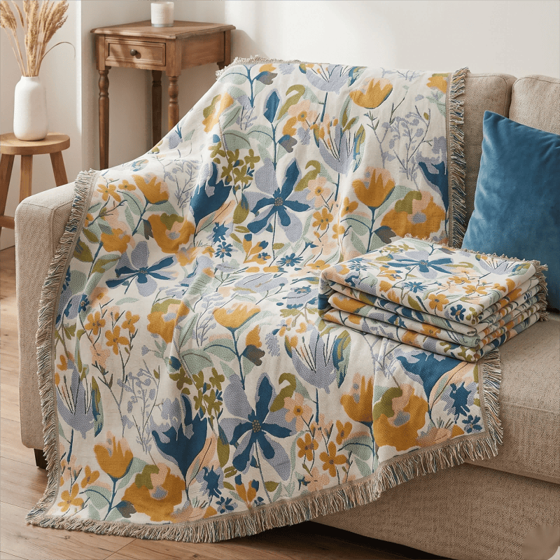 Ownkoti Bright Floral Cotton Gauze Quilt Blanket - image 9
