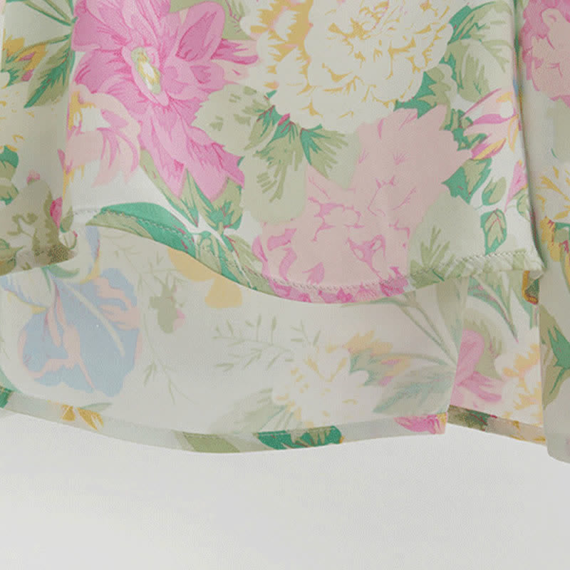 Ownkoti Mint Satin Ruffle Cami and Floral Shorts Loungewear Set - image 8
