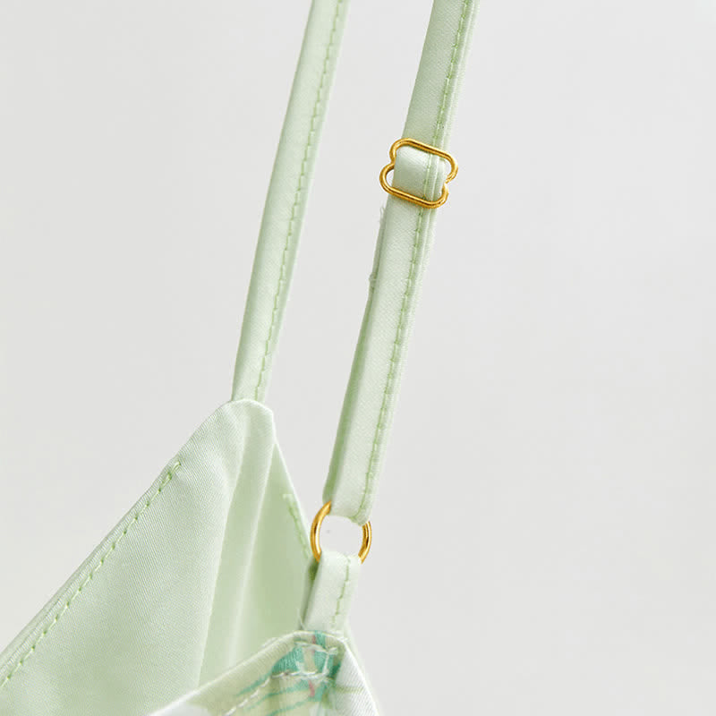 Ownkoti Mint Satin Ruffle Cami and Floral Shorts Loungewear Set - image 4