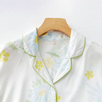 Ownkoti Sunflower Mint Contrast Trim Pajama Short Set - image 6