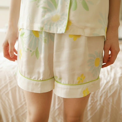 Ownkoti Sunflower Mint Contrast Trim Pajama Short Set - image 5