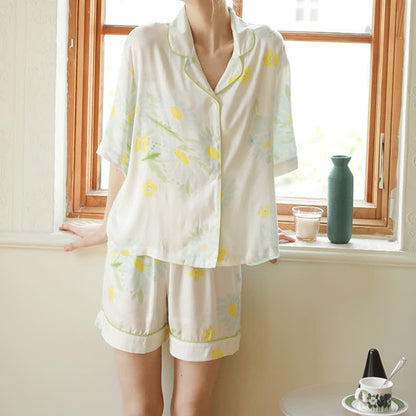 Ownkoti Sunflower Mint Contrast Trim Pajama Short Set - image 3