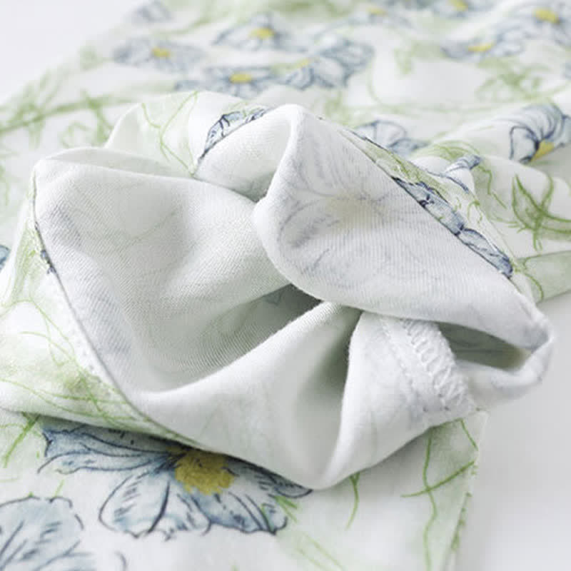 Ownkoti Mint Floral Satin Button Up Shorts Loungewear Set - image 7