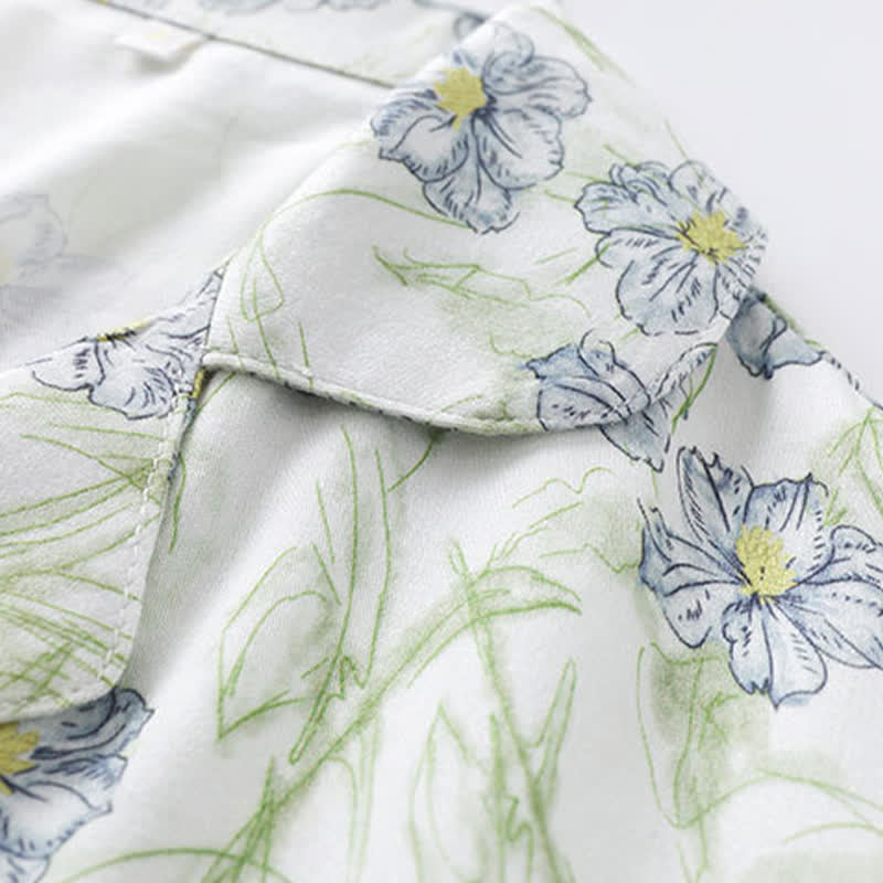 Ownkoti Mint Floral Satin Button Up Shorts Loungewear Set - image 3