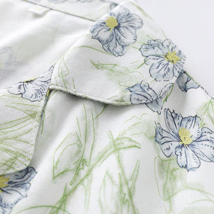 Ownkoti Mint Floral Satin Button Up Shorts Loungewear Set - image 3