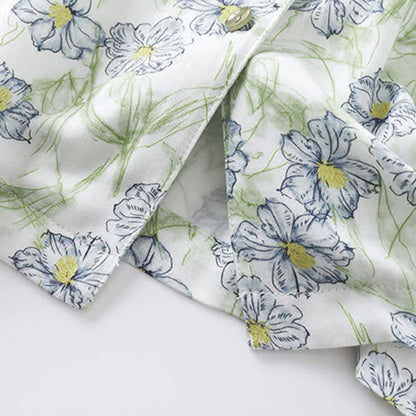 Ownkoti Mint Floral Satin Button Up Shorts Loungewear Set - image 8