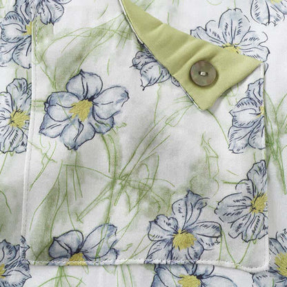 Ownkoti Mint Floral Satin Button Up Shorts Loungewear Set - image 9
