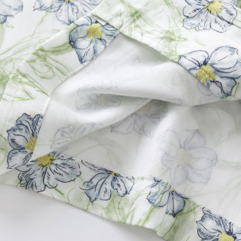 Ownkoti Mint Floral Satin Button Up Shorts Loungewear Set - image 6