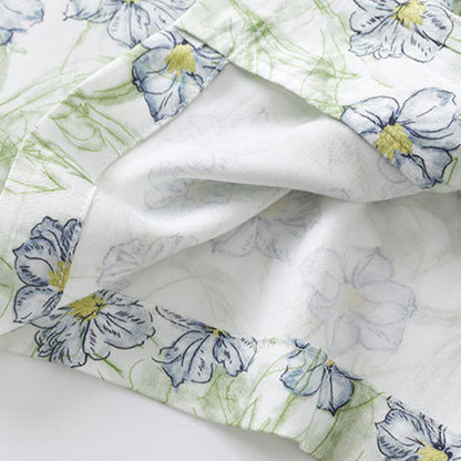 Ownkoti Mint Floral Satin Button Up Shorts Loungewear Set - image 6