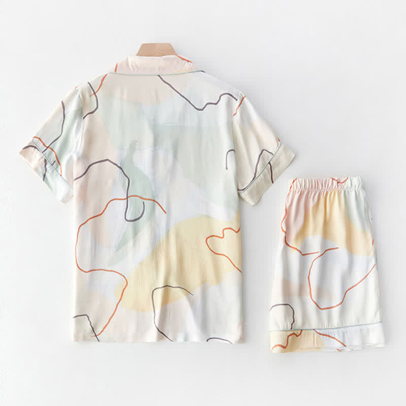 Ownkoti Abstract Print Sateen Short Sleeve Loungewear Set - image 2
