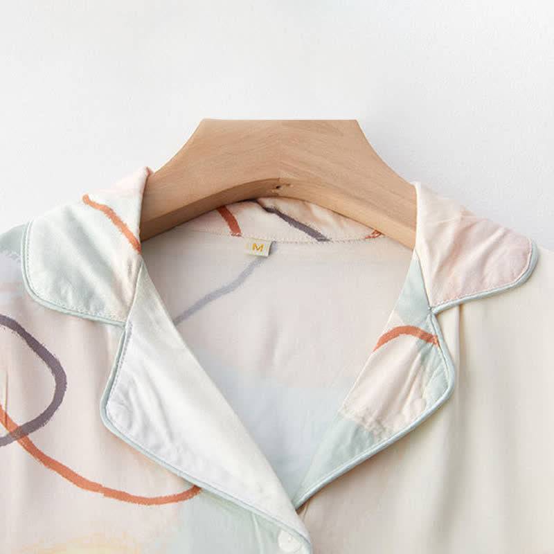Ownkoti Abstract Print Sateen Short Sleeve Loungewear Set - image 3