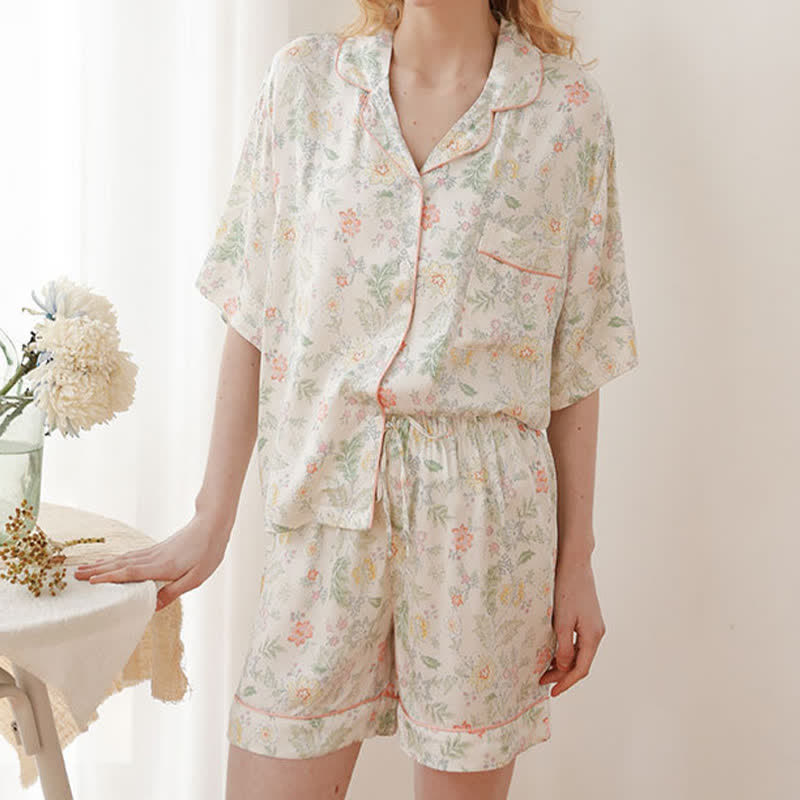 Ownkoti French Floral Satin Short Pajama Set for Summer Nights - image 1