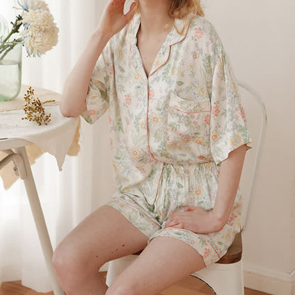 Ownkoti French Floral Satin Short Pajama Set for Summer Nights - image 5