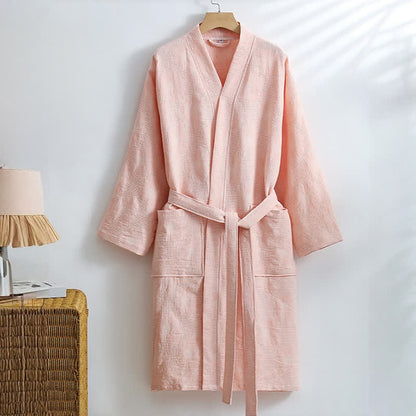 Ownkoti Sunflower Cotton Waffle Kimono Bathrobe - Pink - XL - image 5